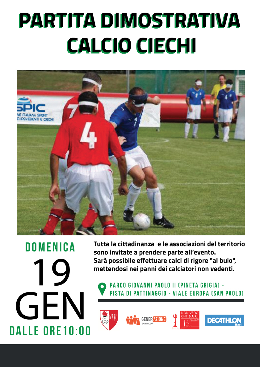 Partita Esibizione Calcio Ciechi al San Paolo di Bari